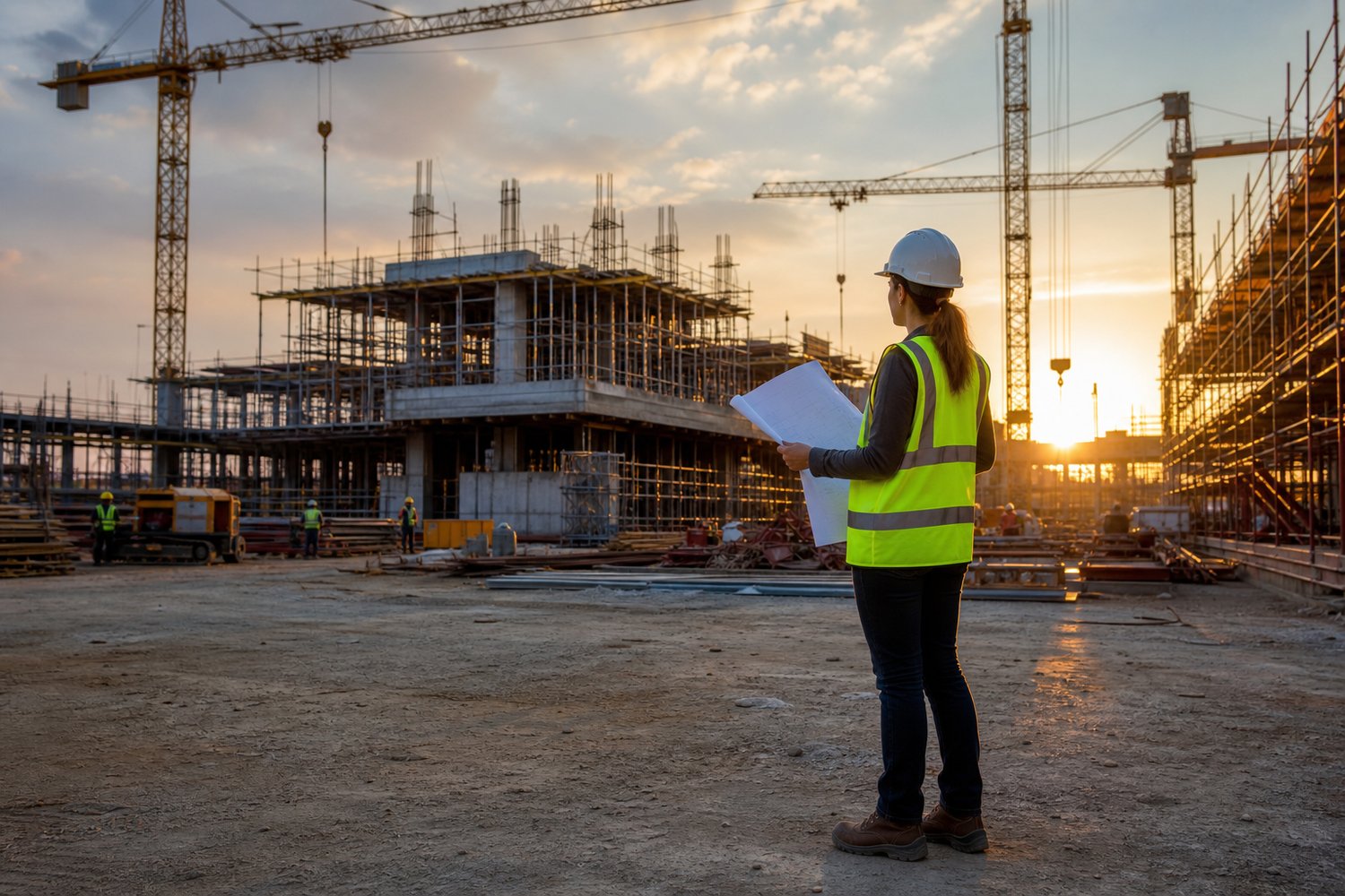 Female Inspection at Construction Site